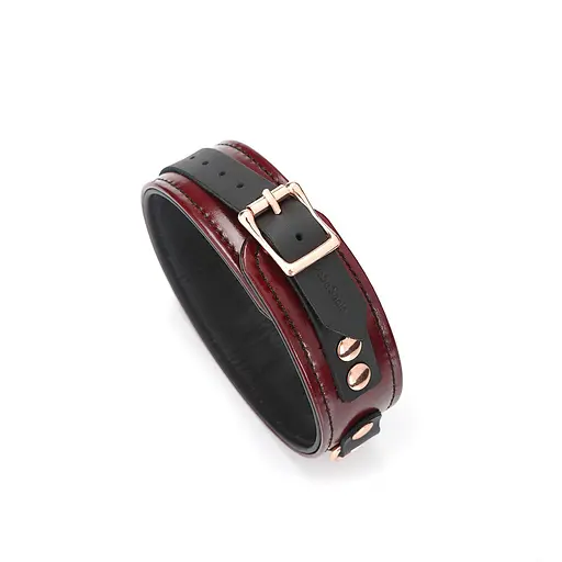 Нашийник із повідцем Liebe Seele Wine Red Leather Collar Leash and Lock бордовий - фото 4