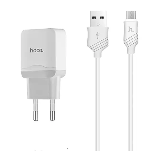 Адаптер блок і кабель зарядний комплект Hoco C22A 1USB 2.4 А Micro cable чорний - фото 3