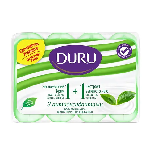 Мило Duru 1+1 Soft Sensations Зелений чай зі зволожуючим кремом, 4 шт. по 80 г