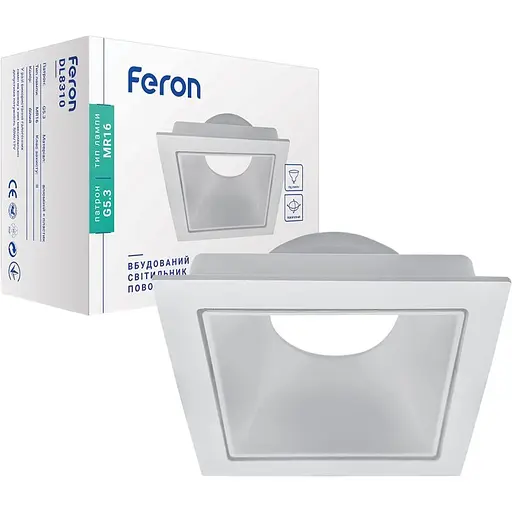 Світильник точковий Feron DL8310  MR16/G5.3 білий квадрат поворотний (1450685)