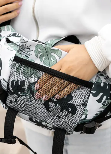 Большая женская поясная сумка бананка Sambag DynamicDart принт "Leaves" 38×21×7 см (80411144) - фото 6