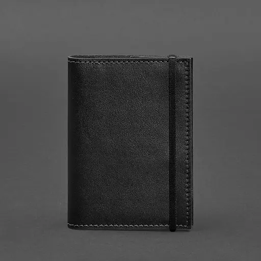 Шкіряна обкладинка для паспорта 1.0 чорна краст - фото 6