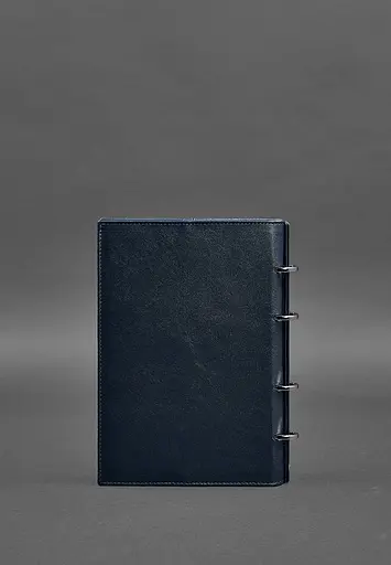 Шкіряний блокнот на кільцях (софт-бук) 9.0 з твердою синьою обкладинкою - фото 6
