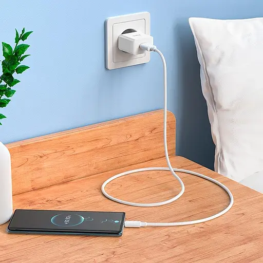 Блок живлення мережевий Hoco C106A Leisure + Type-C single port charger 1USB 10.5W білий - фото 8