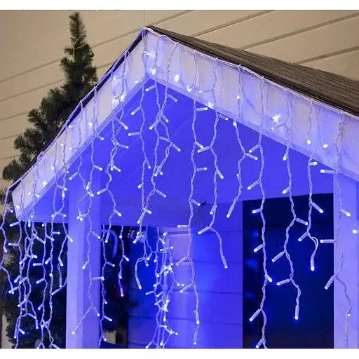 Наружная новогодняя гирлянда бахрома (белая проволока) Xmas W-2 5x0.6 м 120 LED Синий - фото 1