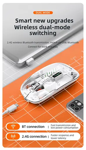 Компьютерная мышь T-WOLF X11 беспроводная бесшумная с аккумулятором 2,4G+Bluetooth White - фото 3