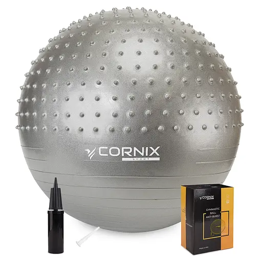 Мяч для фитнеса (фитбол) Cornix 65 см полумассажный Anti-Burst Silver XR-0479 - фото 1