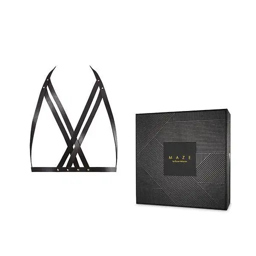 Портупея Bijoux Indiscrets MAZE - Halter Bra Harness Black - фото 2