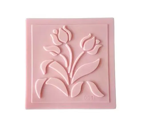 Силиконовый штамп для мастики "Тюльпаны" (модель 001), 6.6х6.6 см, Kitchen Master Розовый 87381 - фото 1
