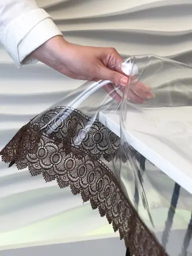 Силіконова скатертина з коричневим мереживом 7 см 180х160 см - фото 8