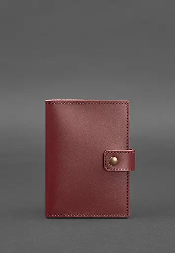 Шкіряна обкладинка для паспорта 5.0 (з віконцем) бордова Краст - фото 2