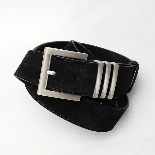 Ремінь жіночий замшевий JK-4066 чорний зі сріблястою пряжкою (120 см) - фото 1