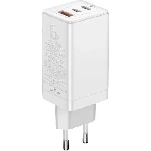 Сетевое зарядное устройство Baseus GaN3 Pro Fast Charger 2C+U на 65W (CCGP050102) блок белый - фото 1