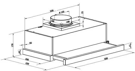 Настінна витяжка Hanseatic SY-6002C-P1-C84-L22-600, витяжка для кухні з підсвічуванням 325 м³/год - фото 3