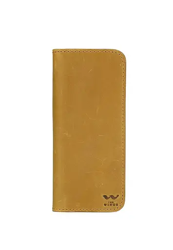 Кожаный портмоне Middle желтый винтажный - фото 1