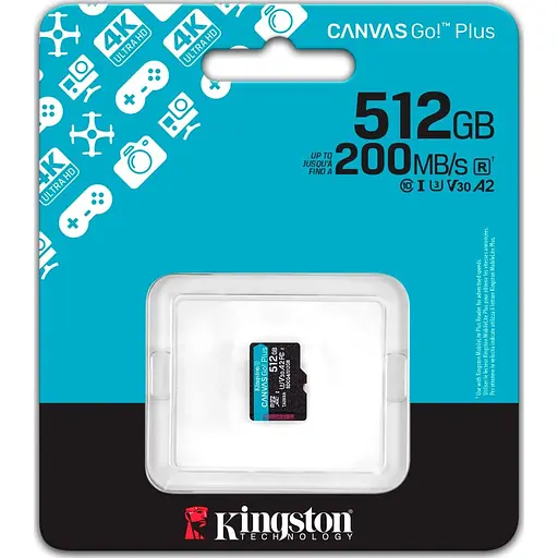 Карта пам'яті MicroSDXC 512GB UHS-I/U3 Class 10 Kingston Canvas Go! Plus R200/W160MB/s (SDCG4/512GBSP) - фото 3