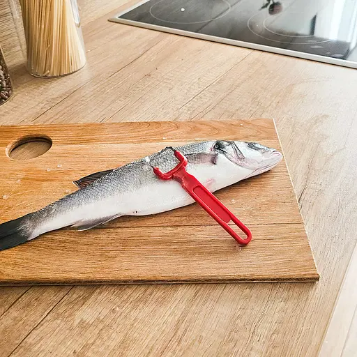 Рибочистка ніж для чищення риби з пластиковою ручкою 12 см, Kitchette Червоний 85816 - фото 3