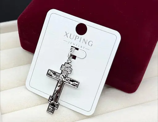 Хрестик на шию кулон на щодень Xuping прикраса підвіска хрест із медичного золота біжутерія для жінок - фото 1