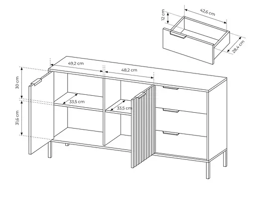 Комод Perfect Home Рейв/Rave 2-дверный с 3 ящиками 2D3S/153 Беж/викинг (PFH-091083) - фото 4