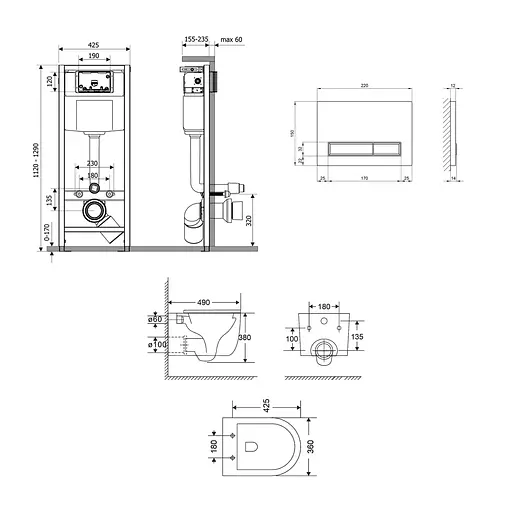 Подвесной унитаз Qtap Taurus Ultra Quiet + инсталляция Qtap Nest 4 в 1 (линейная клавиша Chrome), Белый - фото 2