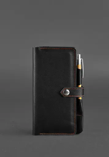 Шкіряний тревел-кейс 4.0 чорний з помаранчевим - фото 2