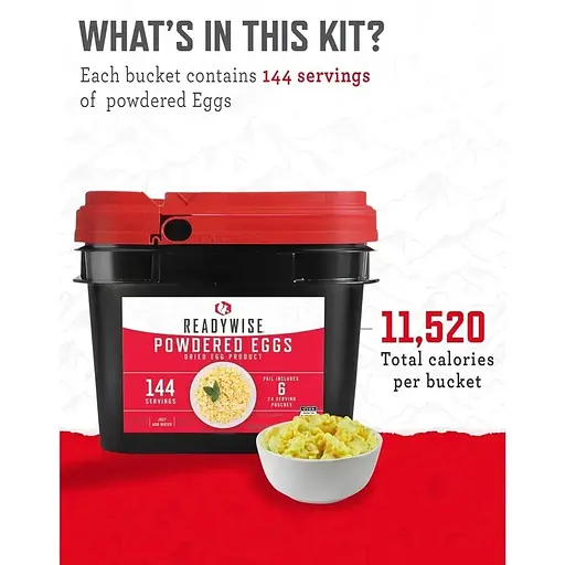Сублимированные яйца (яичный порошок) длительного хранения Readywise до 10 лет, 144 порции RW05-516 - фото 4