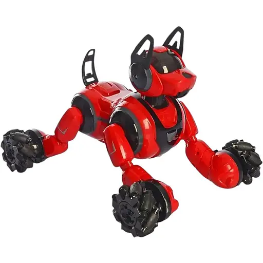 Інтерактивна іграшка Stunt Dog Тварина Собака 666-800A з USB-зарядкою, звуком, світлом і двома пультами червона
