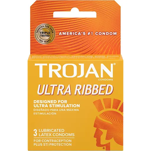 Упаковка презервативов Trojan Ultra Ribbed 3шт.