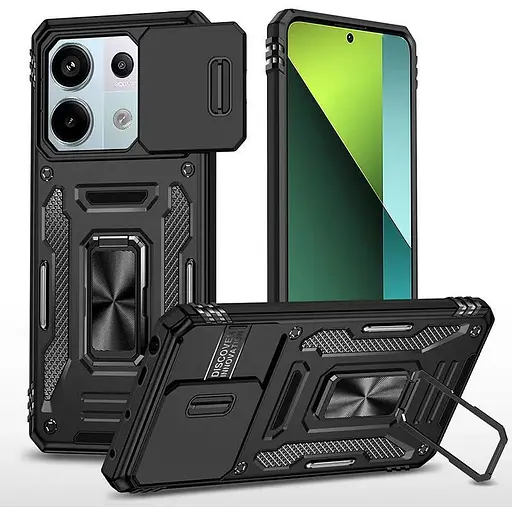 Ударостійкий чохол Epik Camshield Army Ring для Xiaomi Poco X6 / Note 13 Pro 5G Чорний / Black