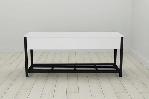 Банкетка з ящиком Ferrum-decor Дрейк 2 550x1200x400 метал Чорний ДСП Білий 16 мм (FRD-103066) - фото 3