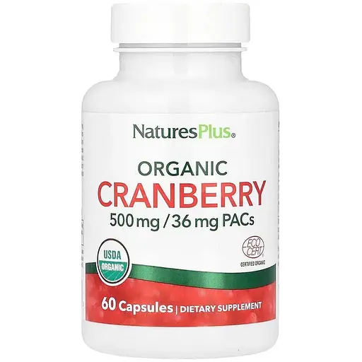 Клюква Natures Plus Organic Cranberry 500 mg, 60 капсул - фото 1