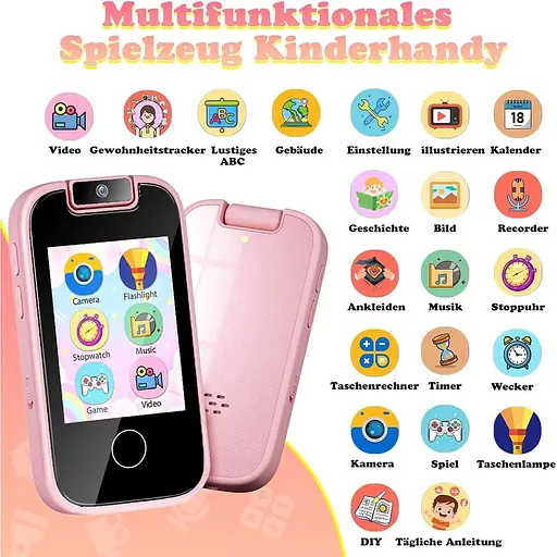 Детская камера PTHTECHUS для девочек и мальчиков - MP3-плеер с сенсорным экраном и поворотной камерой - фото 6