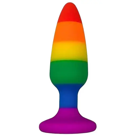 Силіконова анальна пробка Wooomy Hiperloo Silicone Rainbow Plug L діаметр 3.9 см довжина 13.1 см