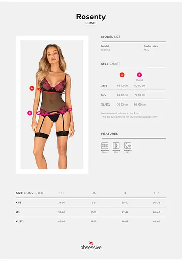 Корсет Obsessive Rosenty XS/S чорний - фото 7