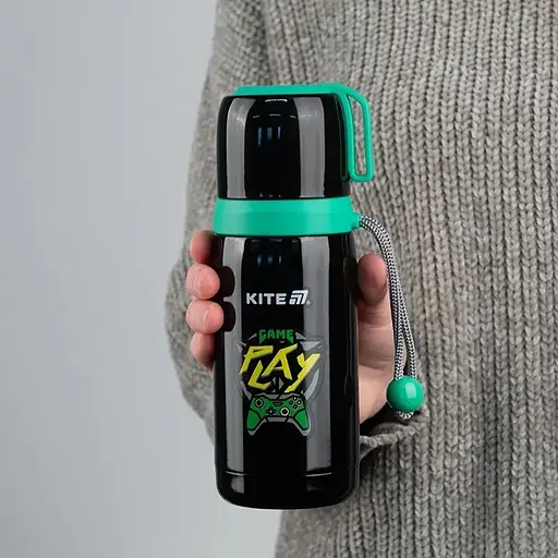 Термос Kite Cyber 350 мл чорно-зелений (K25-301-1) - фото 4