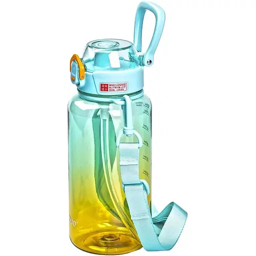 Пляшка для води Yiwu спортивна 1 л з мундштуком і ремінцем м'ятний Yiwu HP-14-31M - фото 2