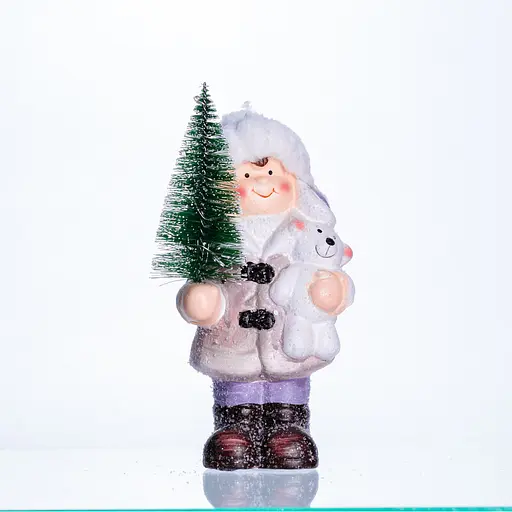 Новорічна фігурка з підсвіткою Дівчинка з ялинкою з фарфору 9×6×18 (см) новорічний декор Yiwu CR-5-4 - фото 7