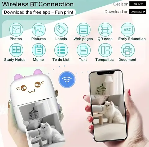 Портативний мінітермопринтер Bluetooth для етикеток і нотаток, безчорнильний кишеньковий принтер Рожевий - фото 2