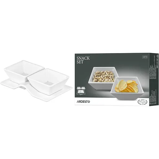 Набор для закусок Ardesto фарфор 3 предмета белый (AR3750) - фото 5