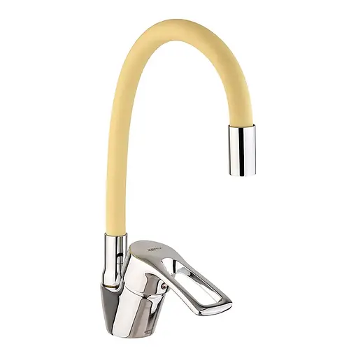 Змішувач для кухні Zerix YUB 181 Ivory із силіконовим виливом ZX4976 Хром - фото 1