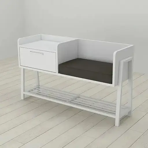 Банкетка з тумбочкою Ferrum-decor Бланка 540x1000x320 метал Білий ДСП Білий 16 мм (FRD-103031)