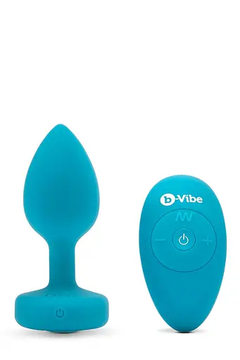 Анальна пробка B-Vibe Vibrating Jewel Plug S/M 9.8 см (бірюзовий)