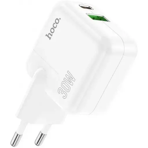 Зарядний пристрій 2 порти Hoco C111A блок живлення USB + Type-C 30 W - фото 1