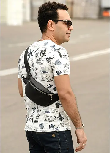 Поясная сумка бананка кожаная Sambag Tirso PSSm черный 30.5 х 14 см (81113001m) - фото 2