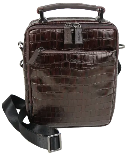 Мужская кожаная сумка, планшетка под крокодила коричневая Mykhail Ikhtyar sum0028774 - фото 1