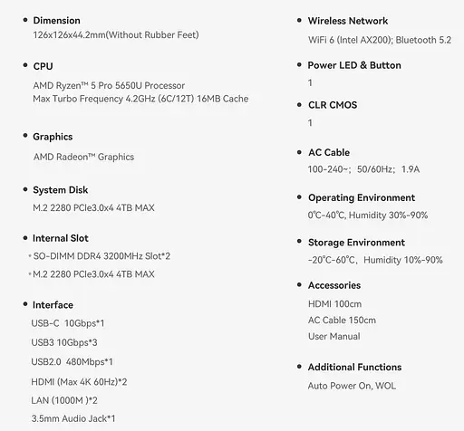 Неттоп Beelink EQR5 Grey Ryzen 5 Pro 5650U 16Gb DDR4 500Gb SSD Radeon RX Vega 7 2xGLan Type-C / 3xUSB 3.2 / 1xUSB 2.0 2xHDMI Windows 11 Pro - фото 6