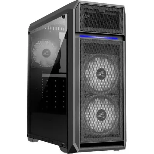 Корпус Zalman N5 OF чорний, без БЖ, Mid Tower, для ATX / Micro ATX / Mini ITX, 2xUSB 2.0, 1xUSB 3.0, 3x120 мм білий LED Fan, бічна - фото 1