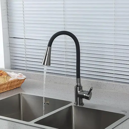 Смеситель для кухни с гибким изливом Frap F4044-9 Графитовый хром - фото 2