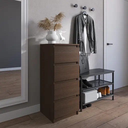 Комод Vays R-17 Венге Темний, на 4 шухляди без ручок, вузький, ЛДСП 40×40×98 см - для передпокою, спальні, коридору