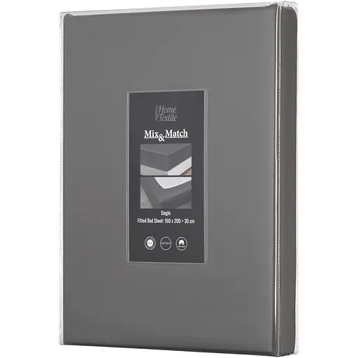 Простыня на резинке Ardesto Mix&Match Premium, 160х200+30см, 100% хлопок, сатин, серый (ART1620FSY) - фото 1